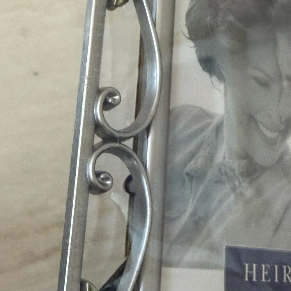 Heirloom 5x7 Victorian Floral Metal Photo Frame Silver Purple Green Vine Sealed
